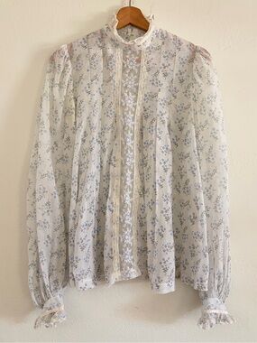 1970s vintage Jessica’s Gunnies/Gunne Sax white floral blouse